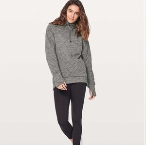 lululemon athletica | Forever Warm Pullover Heather Gray Quilted Sweatshirt Sz 8